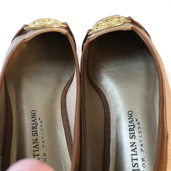 Christian Soriano for PL Tan Flat Womens Shoes with Gold Emblem Detail on Toes 7 - Picture 9 of 9